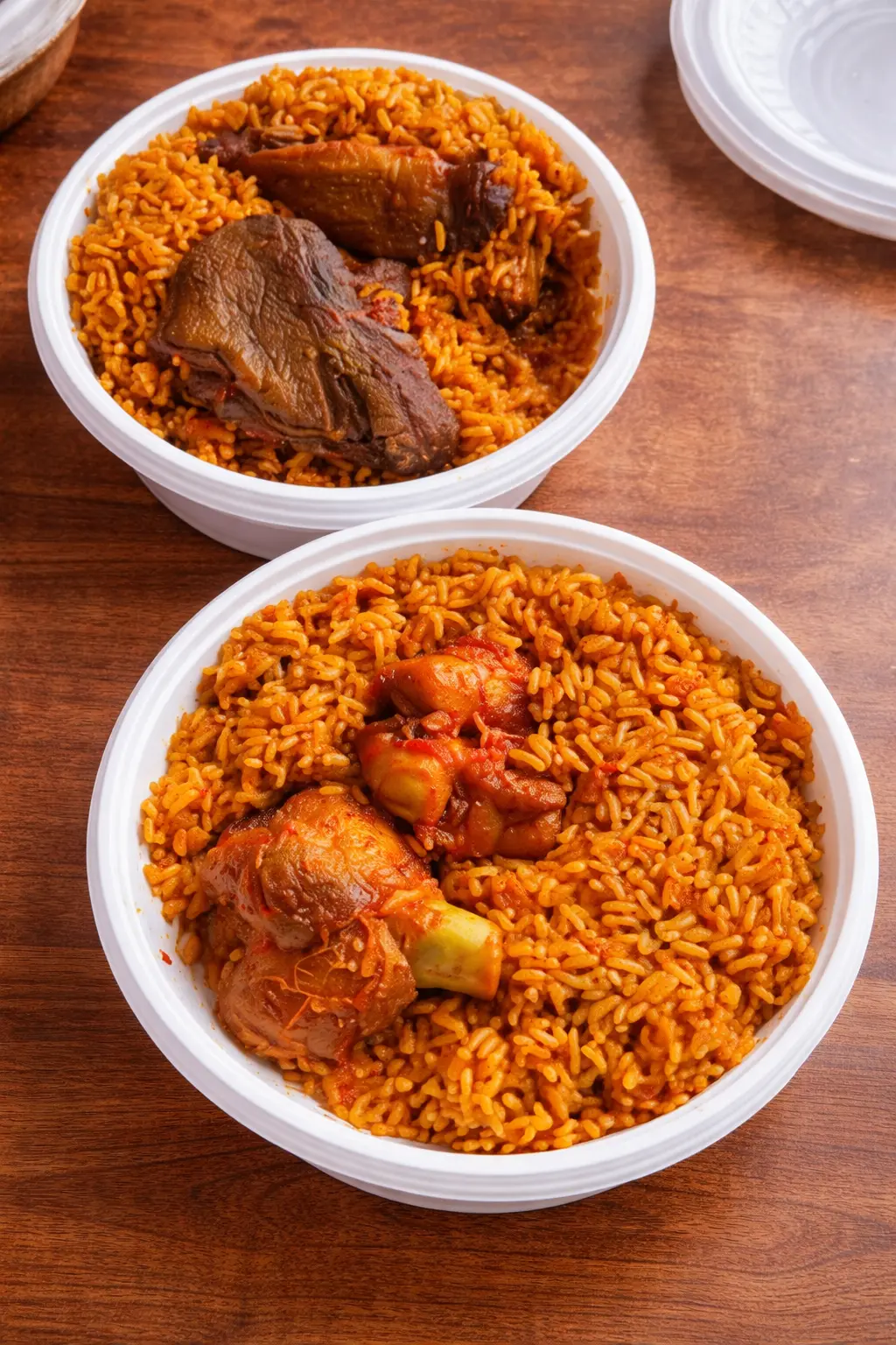 Authentic Nigerian jollof rice with peppered turkey at Bisi Kitchen Winnipeg