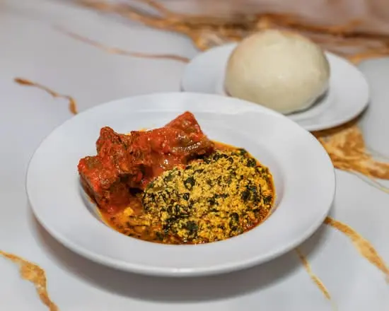Ogbono soup with fufu at Bisi Kitchen Winnipeg